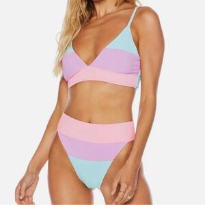 BEACH RIOT Riza Bikini Bottom In Pastel Color Block